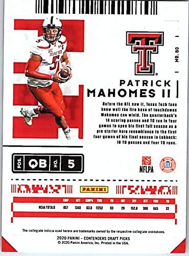 Абонамент за драфт претенденти Панини 2020 #80 Патрик Магомес II Футболна карта Texas Tech Red Raiders