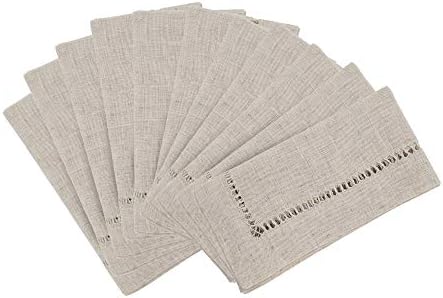 SARO LIFESTYLE Collection Обикновена кърпички Toscana от поли и лен с граница отстрочки по дъното (комплект от 12), 20 инча,