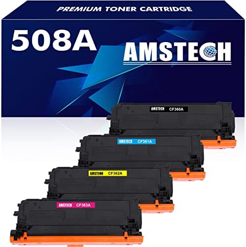 Касета с тонер 508A, 4 опаковки, замяна за HP 508A 508 M553, Касета с тонер за HP CF360A CF361A CF362A CF363A Color Enterprise