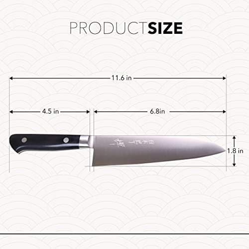 JCK ОРИГИНАЛЕН Японски поварской нож Kagayaki, Професионален нож Santoku KGR2-2, с Кухненски нож R-2 Special Steel Pro с ергономична дървена дръжка Pakka, с 6.8 инча