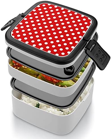 Двуслойни Контейнери за храна Bento Box в Червено-Бяло Грах с Божията Коровкой в Грах с Дръжка, Лаптоп за Офис Работа