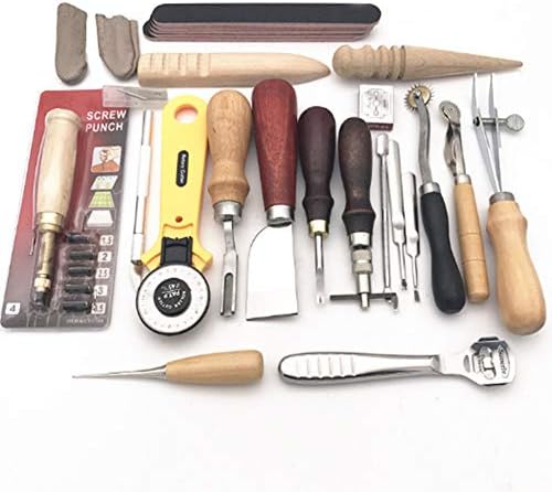 GUANGMING - Набор от Инструменти за шиене на кожа, Набор от инструменти за шиене на кожа, Канавкой, Шило за Намачкване Ръбове, Инструменти