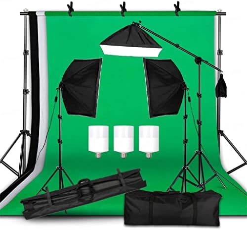 Комплект осветление за Фотография, състоящ Муслиновый Фон за Снимки 2x2 м, Софтбокс, Светлинна Поставка, Чанта за Преносим фото студио
