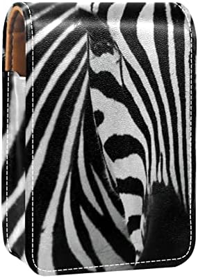 Един красив Калъф за Червило на Zebra, Държач за Червило С Огледало, Преносим Пътен Калъф За Блясък За Устни е Водоустойчив Кожена