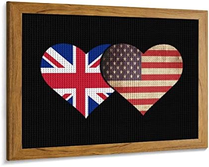 Британски Флаг и знамето на САЩ Диамантена Живопис Комплекти Фоторамка 5D направи си САМ Пълна Тренировка Планински Кристал Изкуство