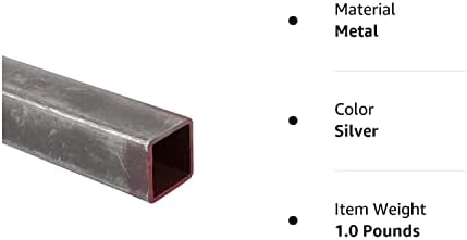 Квадратна тръба Forney 49529 16 Калибър от сплав ниско въглеродна стомана, A36, 1-1/4 x 3, Сребриста