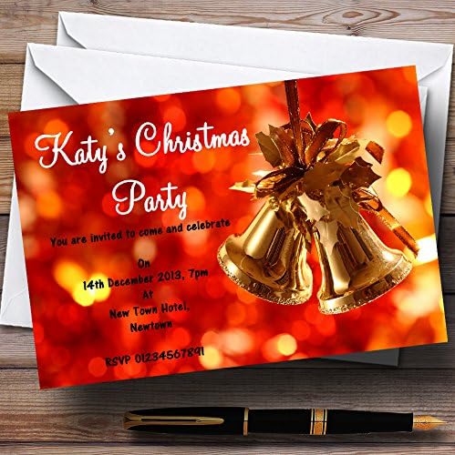 Пощенска картичка с Уникална Звънци Червен Цвят, Персонални Покани за Коледа/Нова година/ Празнично парти