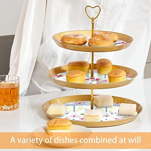 3-Ярусная Поставка За Сервиране на Десерт, Златна Титуляр във формата на Дърво-Кулата за Кексчета за Печене, Пластмасова Кръгла