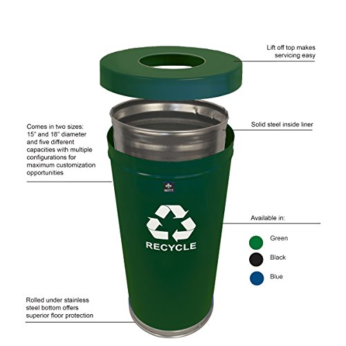 Капацитетът за рециклиране на Witt Industries 15RTGN-1H Emoti-Can, Стомана, 24 литра, Зелена