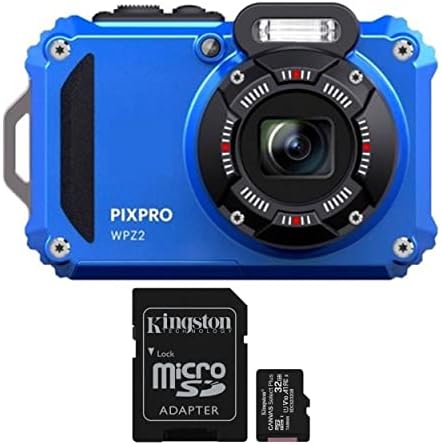 Kodak PIXPRO WPZ2 Здрав водоустойчив цифров фотоапарат 16 Mp с 4-кратно оптично увеличение (в синьо) В комплект с карта памет от 32 GB