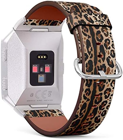 Съвместим с Fitbit Ionic - Каишка за часовник от естествена кожа, каишка за китката-гривна със закопчалка от неръждаема стомана и адаптери