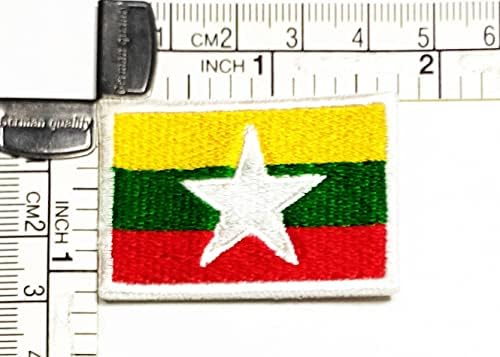 Kleenplus 3 бр., 1,2X1,7 инча. Флаг на Мианмар, бродирана апликация, нашивка с нашивкой, квадратна форма, ленти с флага на страната,