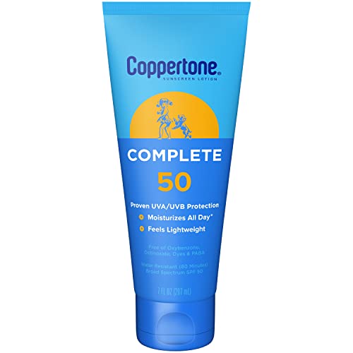 Слънцезащитен Лосион Coppertone COMPLETE SPF 50, Лек Хидратиращ Слънцезащитен Крем, Водоустойчив Слънцезащитен Крем За тяло