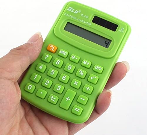 Qtqgoitem Пластмасов Училище Преносим Малък Джобен Електронен калкулатор с 8-фигурални LCD дисплей Зелен на цвят (Модел: 14c b1e