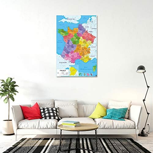ОНЛАЙН карта на Франция POSTER STOP - Carte De France - Плакат /Печат (Карта на Френската Република от френски език) (Размер 24 x 36)