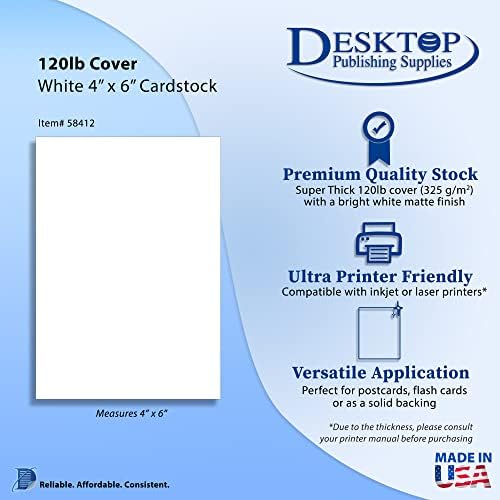 Плътен Плътен картон за корицата на 120 кг - 4 x 6 Ярко-бял цвят - на Хартия с дебелина 325 гориво 15 pt - За насоки, флаш памет и пощенски