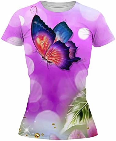 Летни Дамски Тениски с пеперуда, Ежедневна Туника-Raglan С Къс ръкав, Блузи, Забавни Извънгабаритни Тениски с Графичен Дизайн,