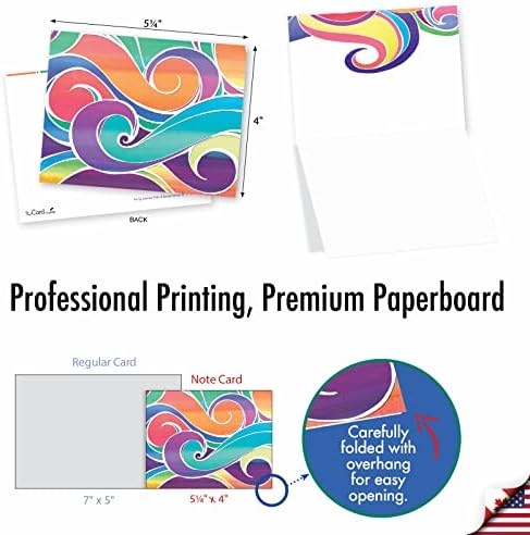 Най-добрата компания за производство на пощенски картички - 10 Цветни празни картички за водене на бележки в пликове (4 x 5,12 инча)