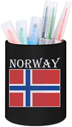 Норвежки Флаг От Изкуствена Кожа Поставки За Моливи Кръгла Дръжка Чаша Контейнер Модел Настолен Органайзер За Офис У Дома