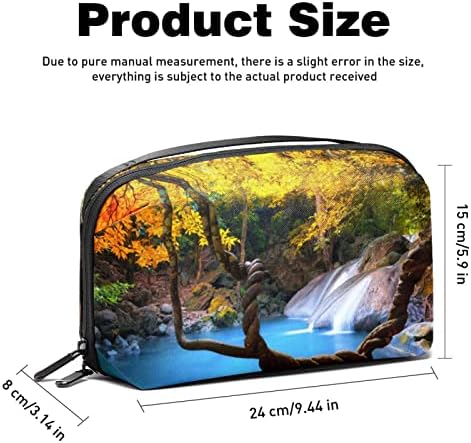 Калъф за носене, чанта, USB-кабел, органайзер, джобен аксесоар, портфейл с цип, есенен пейзаж, горски водопад