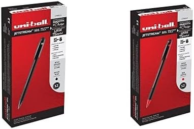 Химикалки uni-ball Jetstream 101 Medium Point, 1,0 мм, Черни, 12 опаковки и химикалки uni-ball Jetstream 101 Medium Point, 1,0 мм, Червени,
