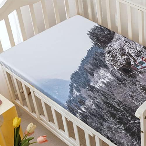Чаршаф за легло в стила на Снежните планини, Стандартен Чаршаф за матрак на детско креватче от Ультрамягкого материал -Бебешки кърпи за момичета или момчета, 28 x 52, с