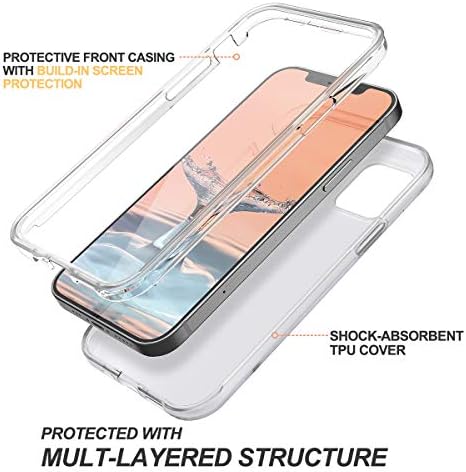 Калъф SURITCH за iPhone 12 /Калъф за iPhone 12 Pro, Вградена Защитно фолио за екрана, Защита на цялото тяло, устойчив на удари Здрава