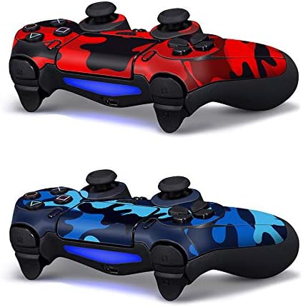 Защитно покритие със стикер на кожата SKINOWN за контролер PS4 Playstation камуфлаж Червено и синьо (2 бр.)