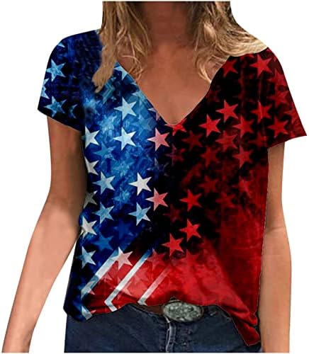 На 4 юли 2023, Тениски за Жени, Модни Топове с Флага на сащ, Патриотическая Риза в Звездната Ивица, Блузи Ден на Независимостта