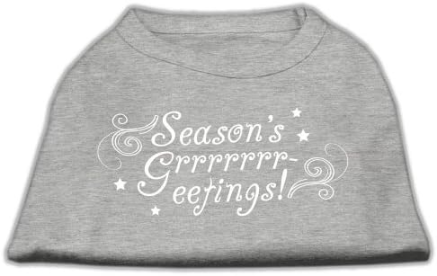 Тениска с Трафаретным принтом Seasons Greetings Сиво S (10)