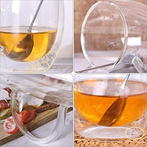 Комплект чаши за кафе/чай от висококачествена изолация стъкло с двойни стени XINGYAN, състоящ се от 2 предмети и 2 метални лъжици, небьющийся, устойчиви на високи и ниск?