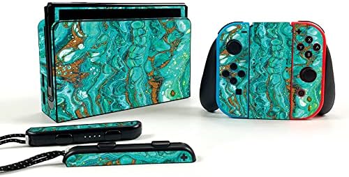 Корица MightySkins Съвместими с Nintendo Switch OLED - Тюркоаз Ripple | Защитно, здрава и уникална Vinyl стикер | Лесно се нанася,
