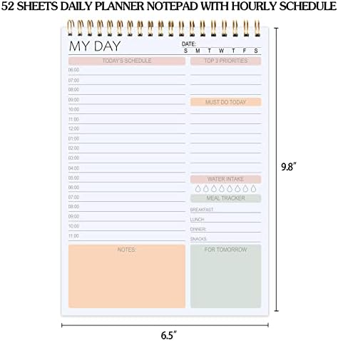 Бележник-дневник с почасовым график - Навити Тетрадка със списък на нещата, отделяща 52 листа, 6,5 х 9,8, Организатор за контролен