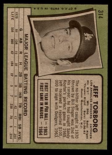 1971 Topps # 314 Джеф Торборг Лос Анджелис Доджърс (бейзбол карта) в Ню Йорк Доджърс