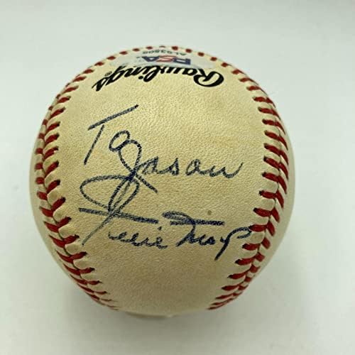 Уили Мейс подписа Договор с Vintage National League Feeney Baseball PSA DNA COA - Бейзболни топки с автографи