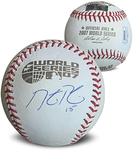 Главен изпълнителен директор на JSA по бейзбол 2007 World Series 2007 Дъстин Педроя с автограф и Бейзболни топки с автографи на Кейса