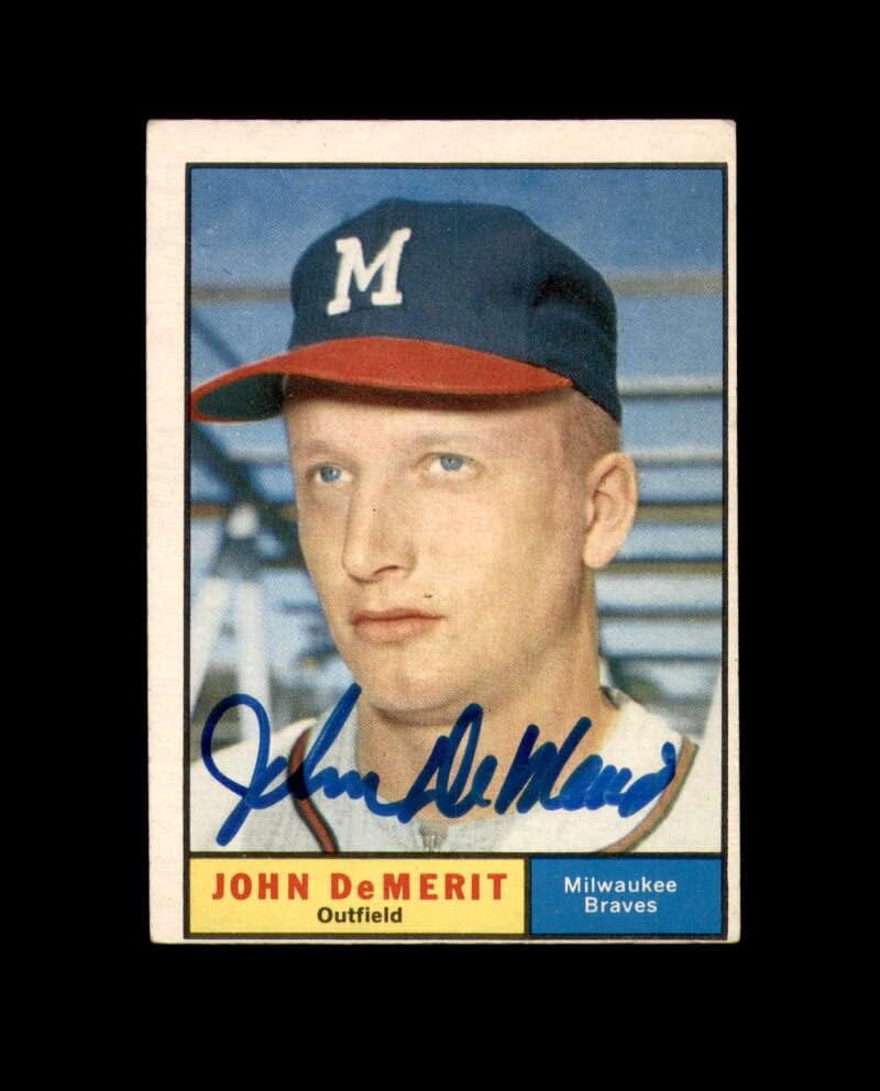 Джон Демерит Собственоръчно Подписани с Автограф от 1961 г. Topps Milwaukee Braves