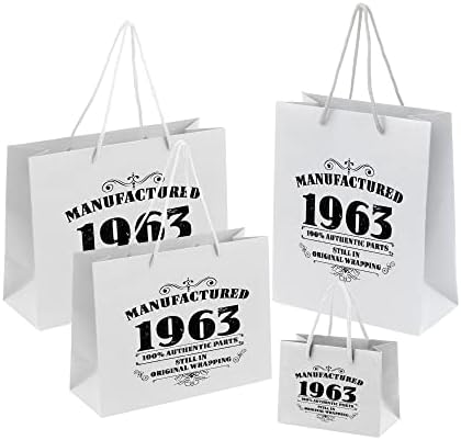 Подаръчни пакети на 60-годишнината на Bang Tidy Clothing - Бяла хартия с веревочной дръжка - Еко МАЛЪК подарък пакет - Произведен през 1963 г.