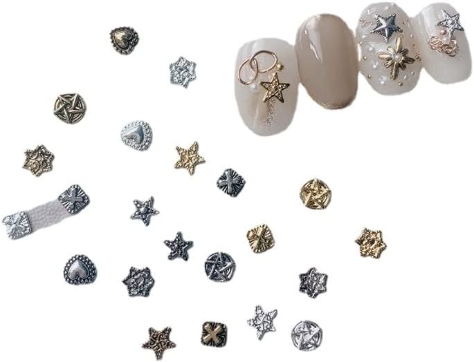 50шт Декорация за нокти с Метални Петолъчна Звезда Кръст В Ретро стил Пънк-барок За Нокти 3D Метални Орнаменти - Цвят (цветът на: 14)