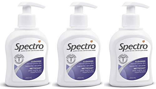 Spectro Jel-Почистващо средство за лице за кожа, склонна към появата на петна, без ароматизатори - 20,4 течни унции - 3 опаковки от 200 мл / 6,8 течни унции всяка