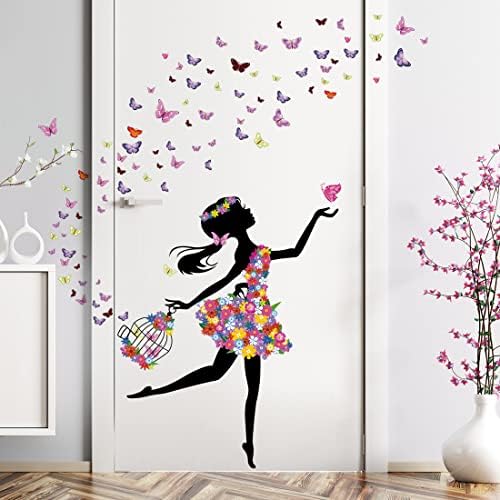 RW-85 Креативни Стикери за Стени, за Момичета-Феи, 3D Цветя, Стикери за Стена с Пеперуди, САМ, Подвижни, Цветни, С Флорални Принцеса, Танцуваща
