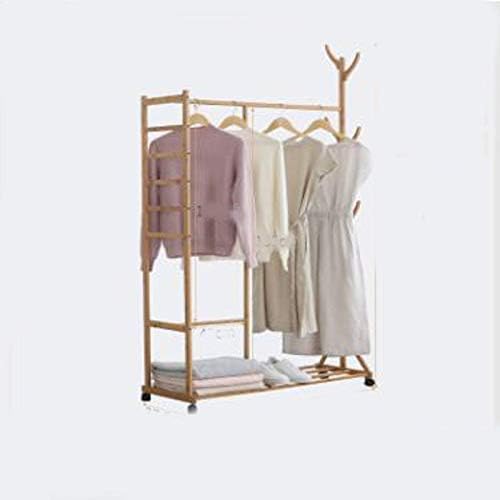 Бамбук закачалка за дрехи, обувки, органайзер за съхранение на дрехи, подвесная полк-рейк - (Цвят: натурален)