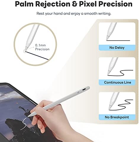 ппи Молив Pro Стилус за iPad с магнитен безжична зареждане, отклонение на дланта, сензор за наклон, Apple молив за Apple iPad (2018-2023)