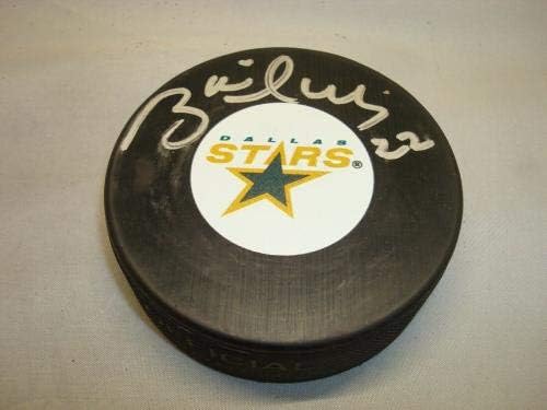 Брет Хъл подписа хокей шайба Далас Старс с автограф на PSA/DNA COA 1E - за Миене на НХЛ с автограф