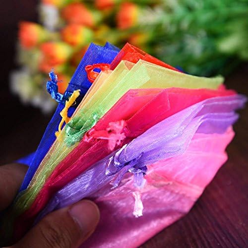 100 бр., Разноцветни Чанти за сватбени подаръци, 2,7x3,5 инча, Торбичка от Органза с шнурком, Окото Бижутерия Подарък чанта