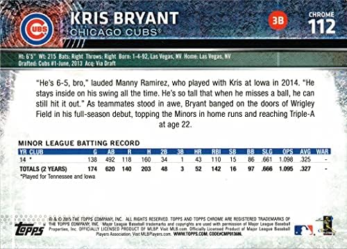 2015 Бейзболна картичка Крис Брайънт Topps Chrome 112 Начинаещ