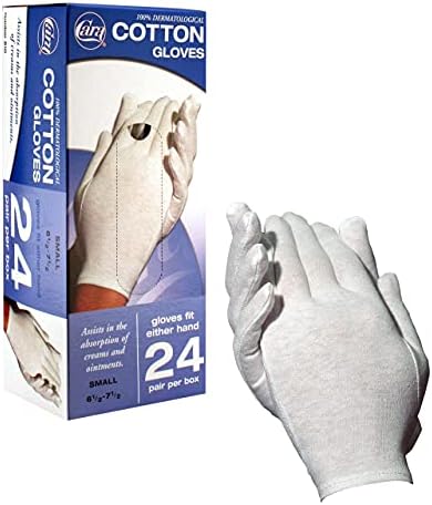 Ръкавици Cara Moisturizing Eczema от памук Премиум-клас, Средни, Бели, 24 двойки