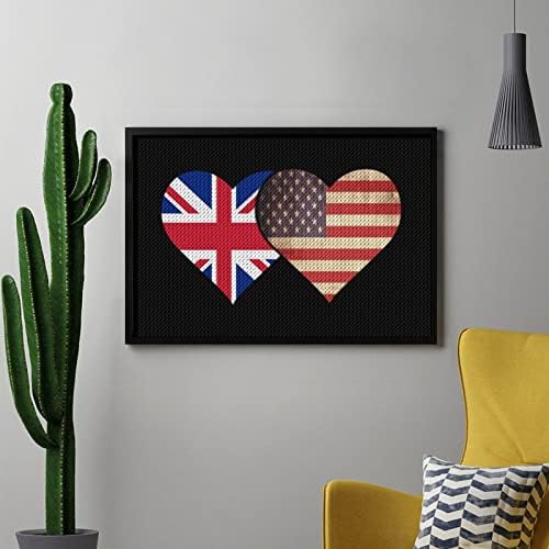 Британски Флаг и знамето на САЩ Диамантена Живопис Комплекти 5D направи си САМ Пълна Тренировка Планински Кристал Изкуство Стенен Декор за Възрастни 8 x12