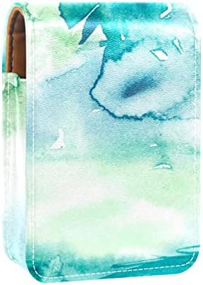 Акварельно-Синьо-Зелено Небе Мини-Козметични Чанти за Тюбиков Червило Кожен Калъф за Червило на Притежателя
