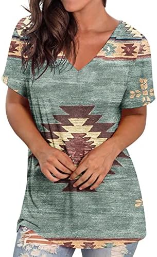 Блуза, Риза за дами Лято Есен 2023 Мода Памук с Къс Ръкав през Цялата V V Образно Деколте Графична Блуза за Късна закуска 2H